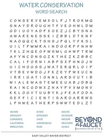 Water conservation word search