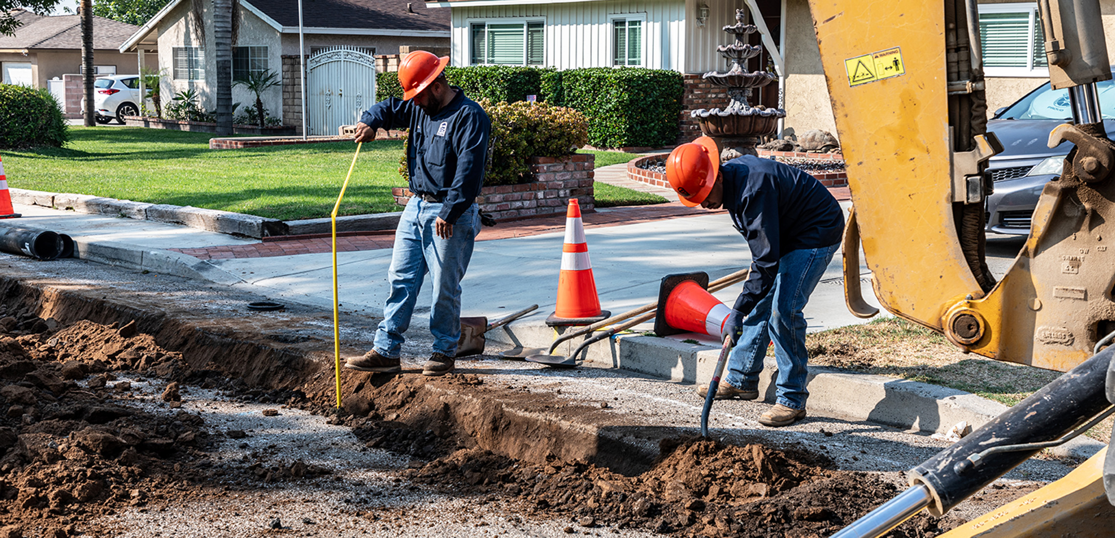 Water main replacement project on Elmwood Road